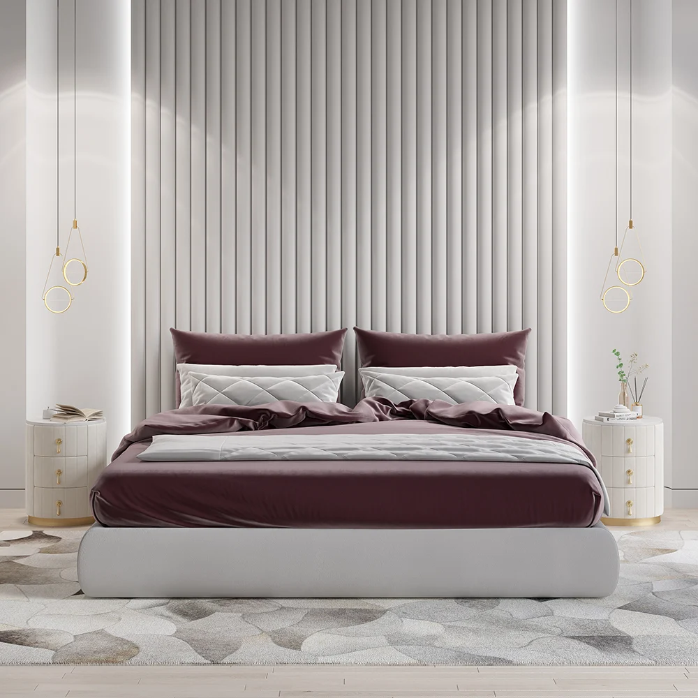 Sintered Stone Top 3-Drawer Round Velvet Nightstand – White - Image 7