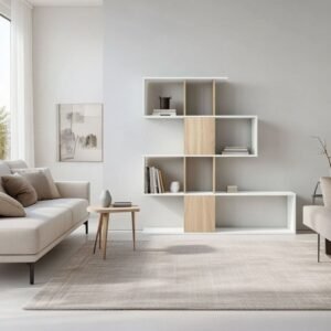 Zaga White And Oak Effect Gloss Bookcase - 2896