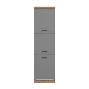 Hudson Grey And Oak Effect Tall 60cm 3 Door Kitchen Larder Unit Pantry Cupboard - 11012281
