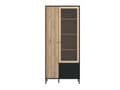 Clifton Slatted Artisan Oak Effect And Black 2 Door Display Cabinet - 11013529