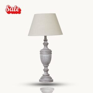 Rustic Wooden Urn Table Lamp with Linen Shade – Bedside lamps UK | Prime Gallery