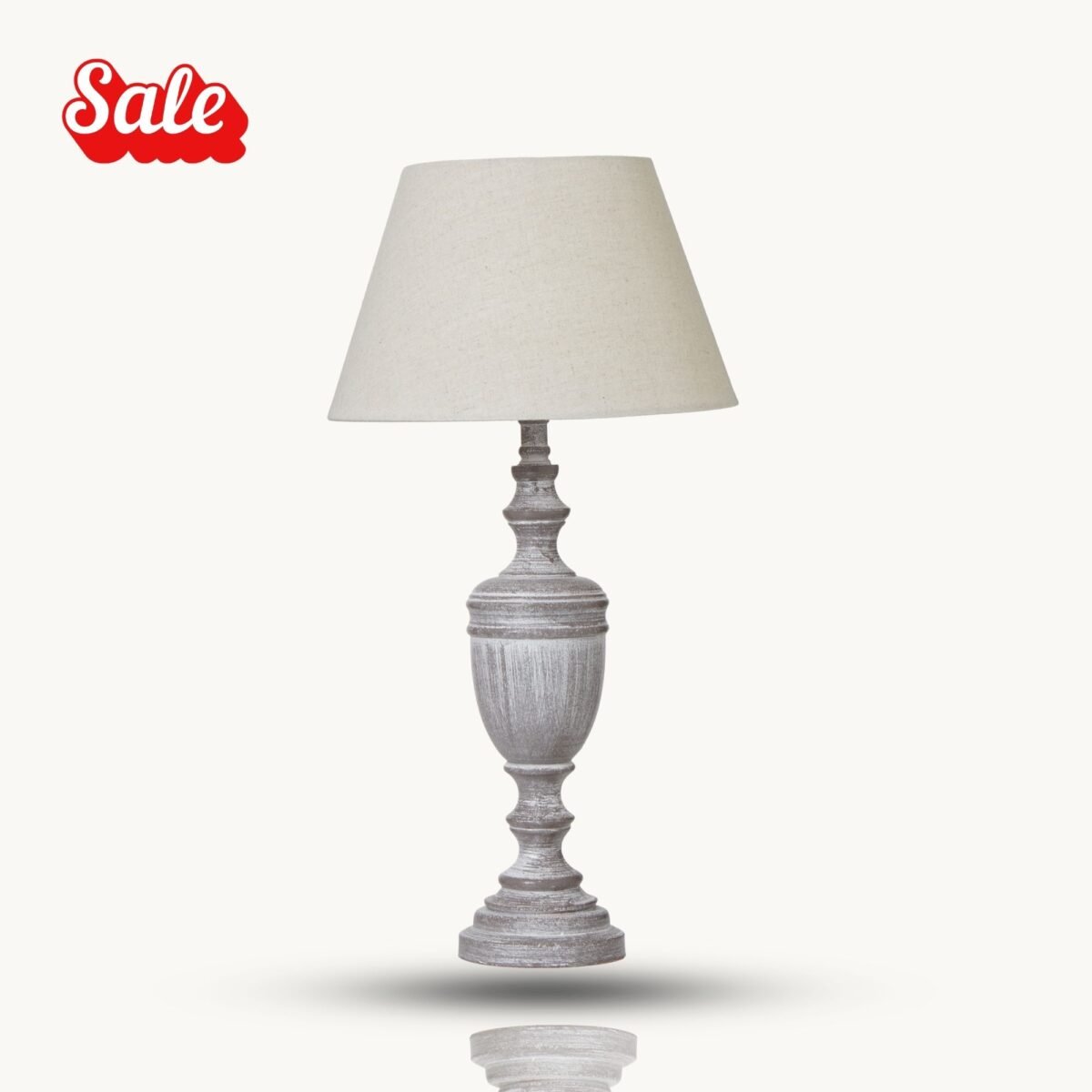 Rustic Wooden Urn Table Lamp with Linen Shade – Bedside lamps UK | Prime Gallery
