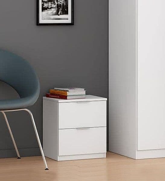 Nina 2 Drawer Bedside Cabinet Artic White - 2696