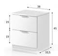 Nina 2 Drawer Bedside Cabinet Artic White - 2696
