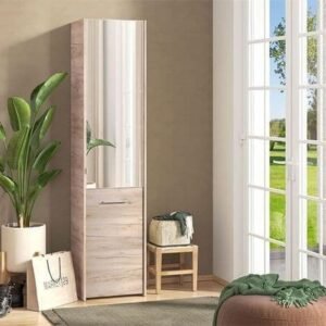 Osaka Oak Effect Tall Slim Shoe Cabinet Cupboard - 11011486
