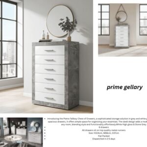 Pietra Tallboy Chest of Drawers Grey and White Gloss 6 DRW - 2705