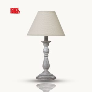 Rustic Wooden Table Lamp with Linen Shade – Bedside Light UK | Prime Gallery