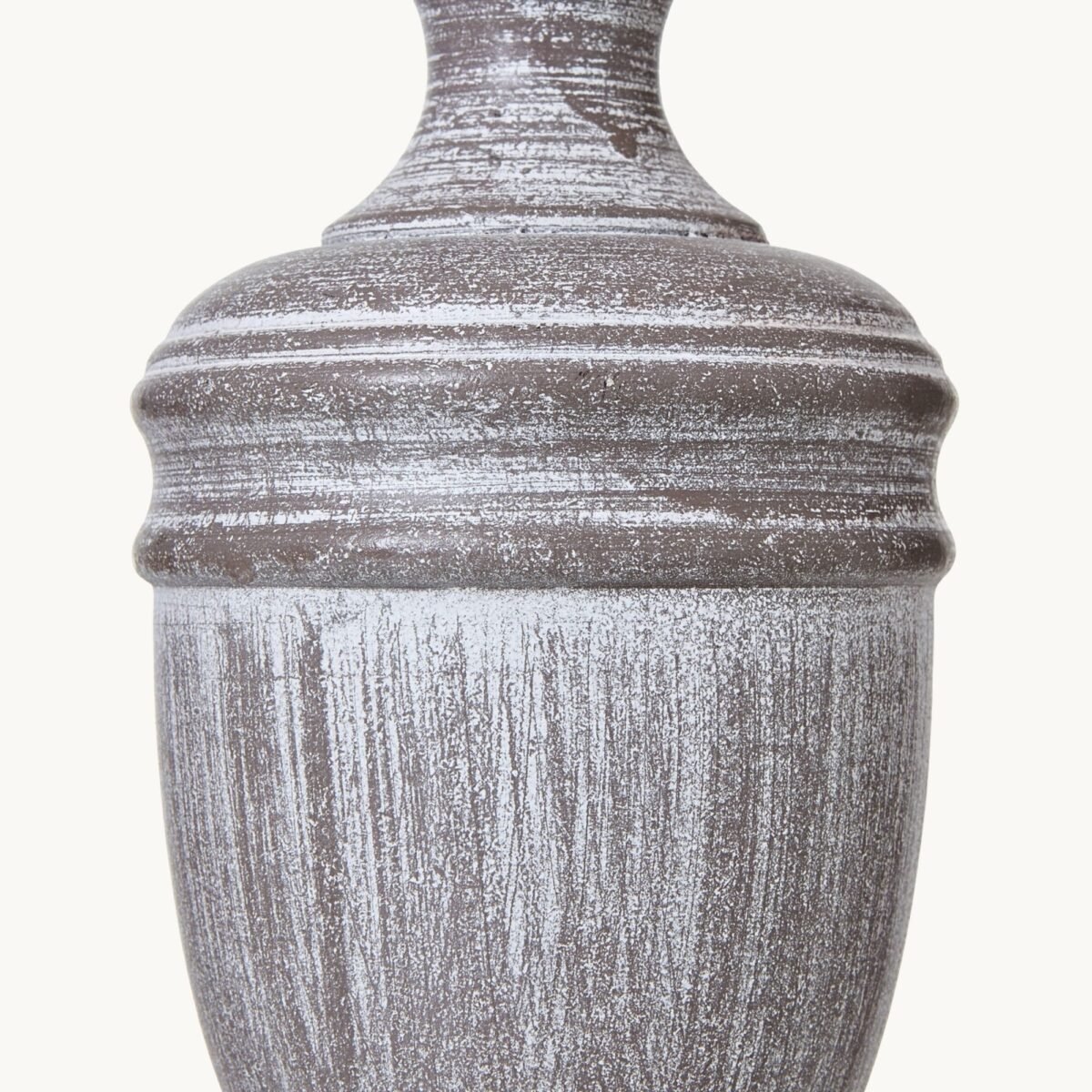 Rustic Wooden Urn Table Lamp with Linen Shade – Bedside lamps UK | Prime Gallery - Image 4